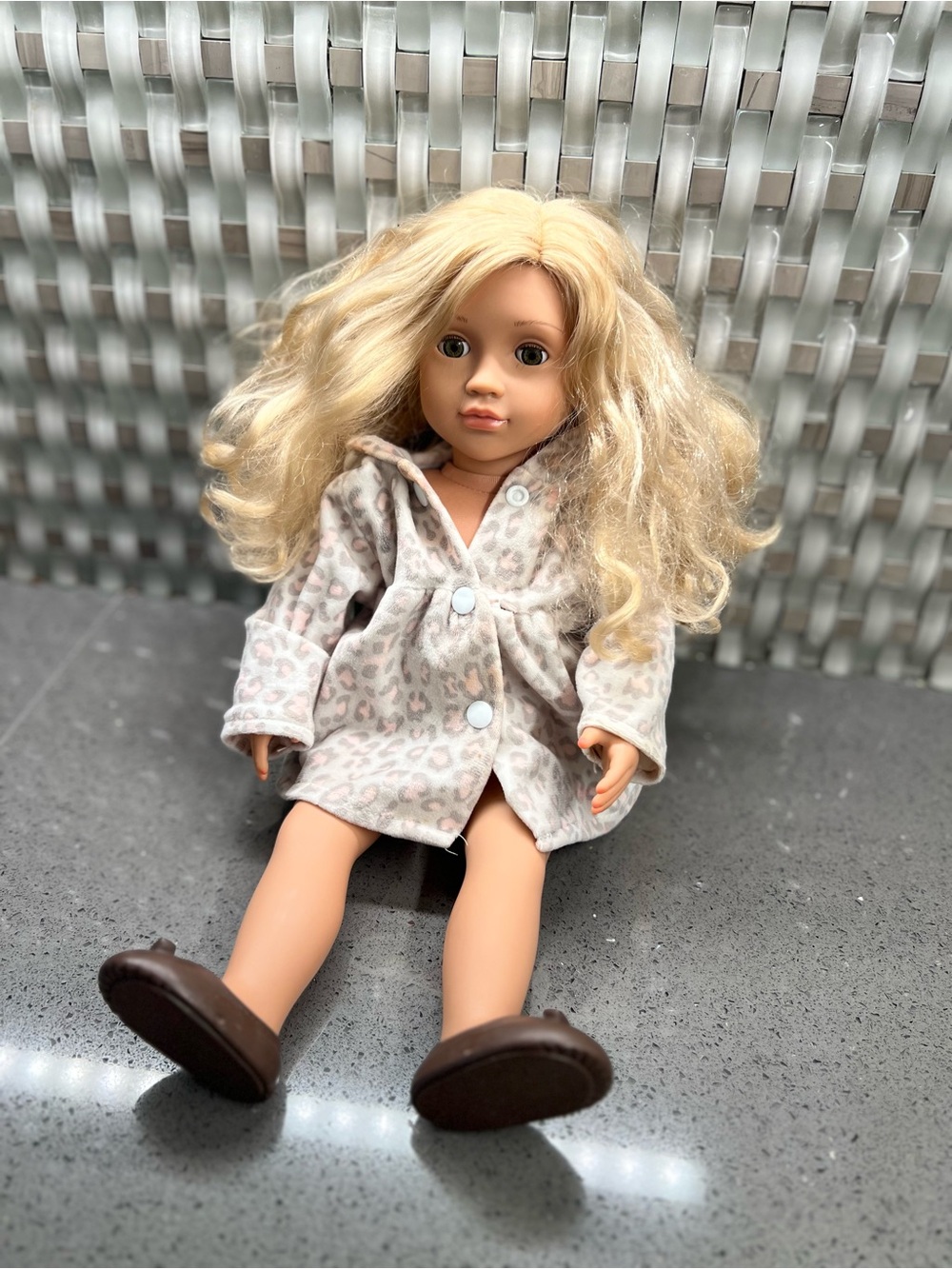 Blonde-Haired Doll with Pink Leopard Hooded Coat - Kids Toys - Picture 2 of 8